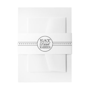Cintas Para Invitaciones Comer, beber y casarse Boda negro/blanco moderno