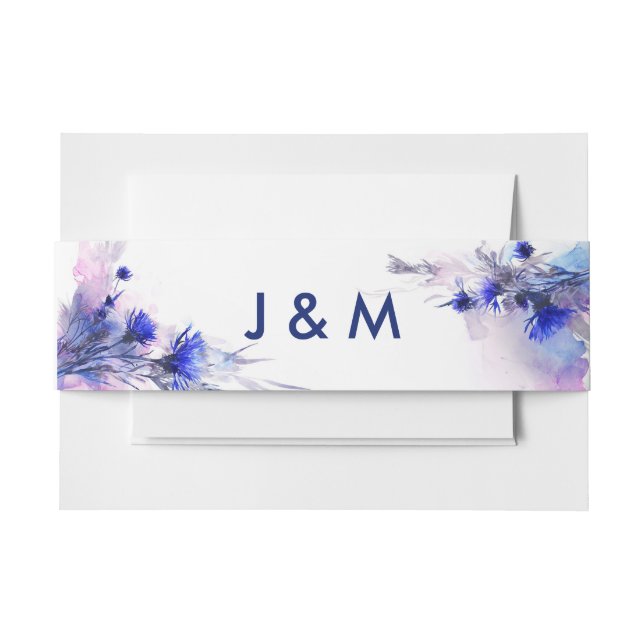 Cintas Para Invitaciones 💍Con iniciales Cornflower Reverie (Anverso Ejemplo)