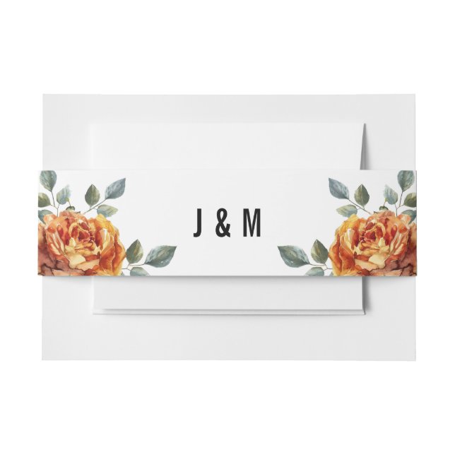 Cintas Para Invitaciones Con iniciales Naranja Rosa Elegancia (Anverso Ejemplo)