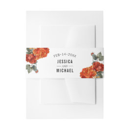 Cintas Para Invitaciones Con nombres y fecha  Elegancia de Rosa Naranja 