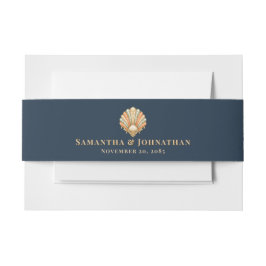 Cintas Para Invitaciones Concha de boda azul naranja almeja