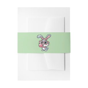 Cintas Para Invitaciones Conejito lindo con gafas soplando chicle