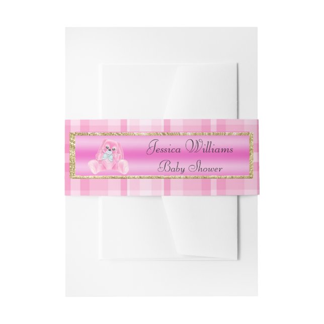 Cintas Para Invitaciones Conejito Rosa Adorable (Anverso Ejemplo)