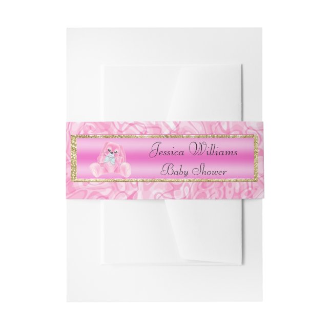 Cintas Para Invitaciones Conejito Rosa Adorable (Anverso Ejemplo)