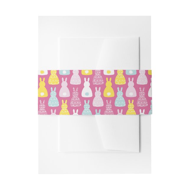 Cintas Para Invitaciones Conejo conejo conejo rosa (Anverso Ejemplo)