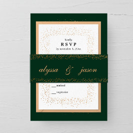 Cintas Para Invitaciones Confetti de Esmeralda y Bronce estalla Boda
