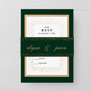 Cintas Para Invitaciones Confetti de Esmeralda y Bronce estalla Boda