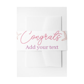 Cintas Para Invitaciones congrats wine glass stars pink pastel bold retro g