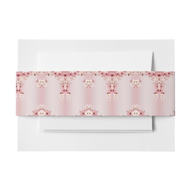 Cintas Para Invitaciones Conjuntos de Bodas de espárragos florales rosados- (Anverso Ejemplo)