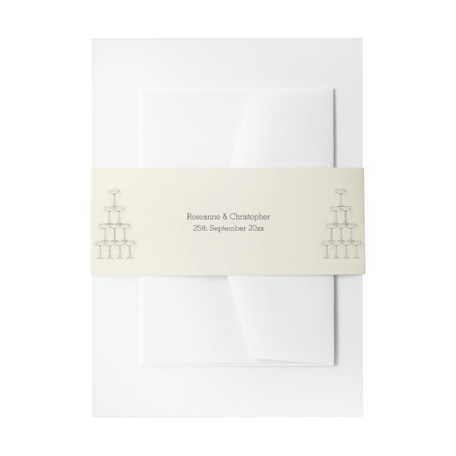 Cintas Para Invitaciones Copas de champán boda (Anverso Ejemplo)