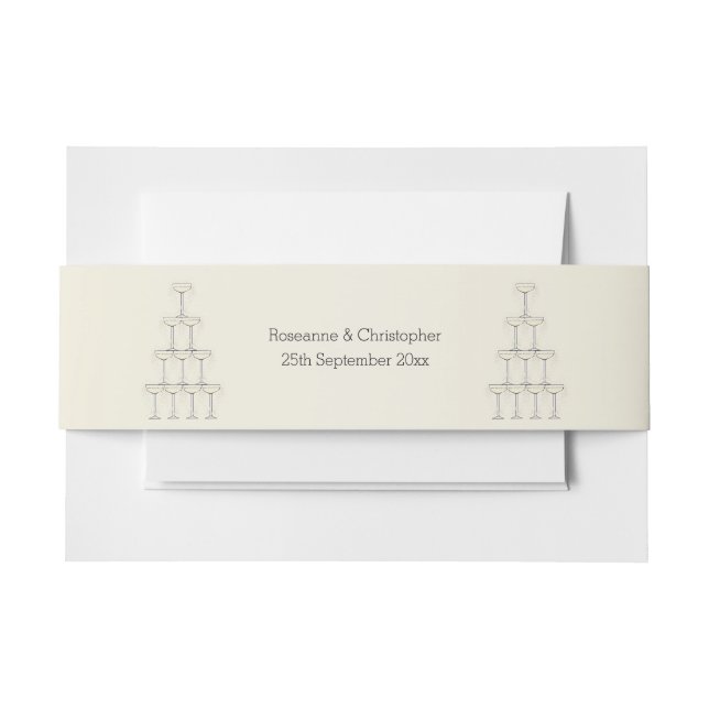 Cintas Para Invitaciones Copas de champán boda (Anverso Ejemplo)