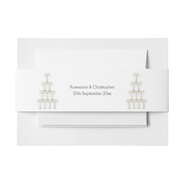 Cintas Para Invitaciones Copas de champán Boda simple (Anverso Ejemplo)