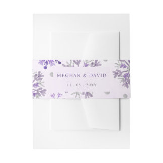 Cintas Para Invitaciones Copos de nieve plata púrpura Navidad invierno boda