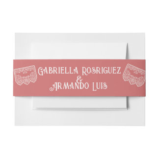 Cintas Para Invitaciones Coral Pink Modern Wedding Belly Band