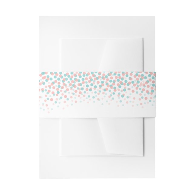 Cintas Para Invitaciones Coral verde azulado confetti blanco pega la banda  (Anverso Ejemplo)