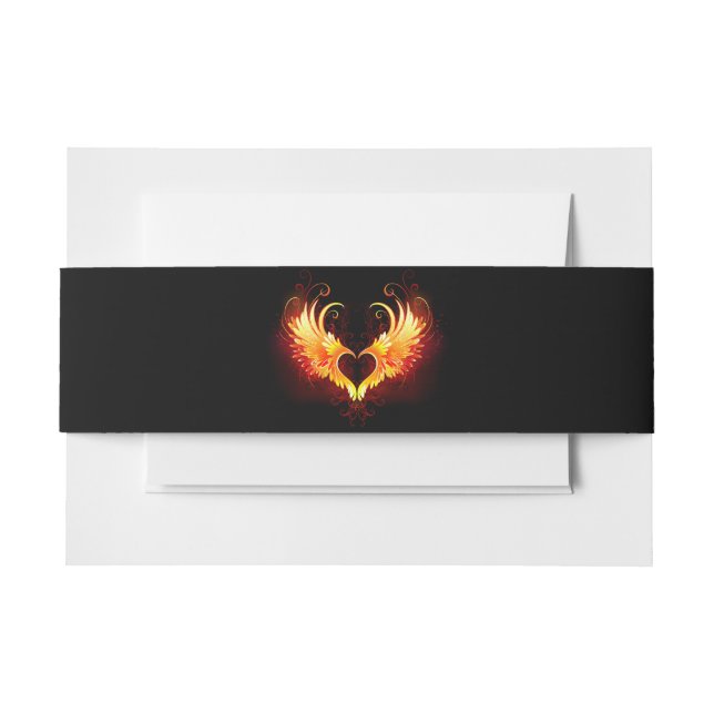 Cintas Para Invitaciones Corazón de fuego angélico con alas (Anverso Ejemplo)