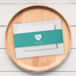 Cintas Para Invitaciones Corazón de Monograma Boda Moderna Color Personaliz