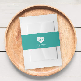 Cintas Para Invitaciones Corazón de Monograma Boda Moderna Color Personaliz