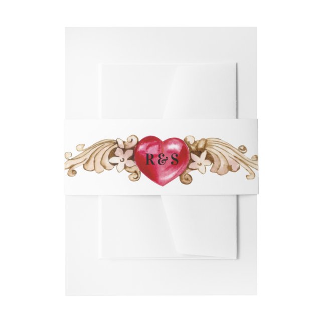 Cintas Para Invitaciones Corazón decorativo | Monograma (Anverso Ejemplo)