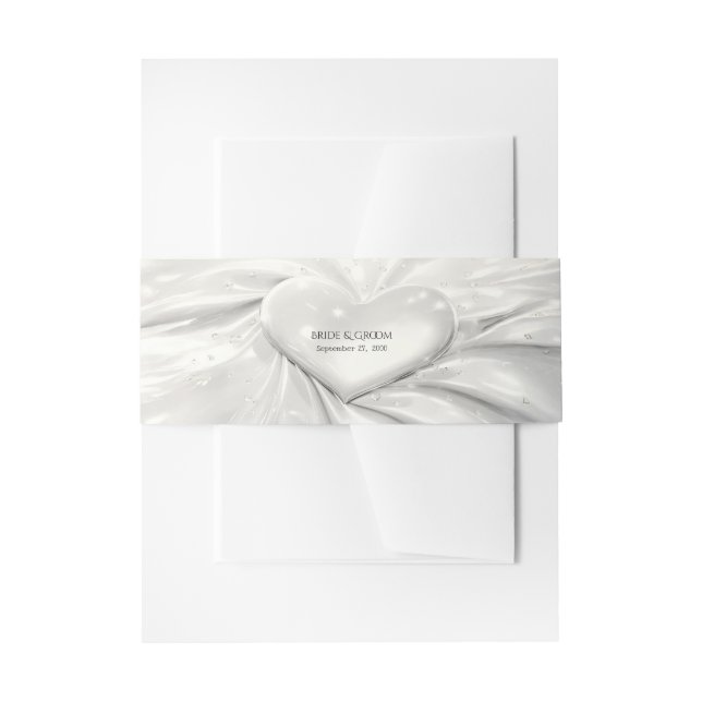 Cintas Para Invitaciones Corazón elegante de crema blanca (Anverso Ejemplo)