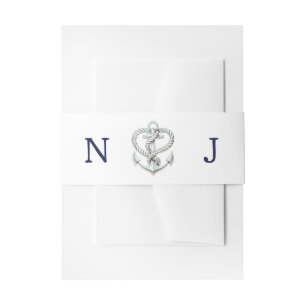 Cintas Para Invitaciones Corazón Náutico Cuerda Ancla Boda Costera