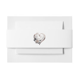 Cintas Para Invitaciones Corazón rosado moderno con flores-Boda-