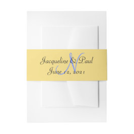 Cintas Para Invitaciones Corazones al Atardecer Amarillo Suave Azul Monogra