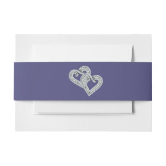 Cintas Para Invitaciones Corazones de Diamante Azul Púrpura Invitación Band