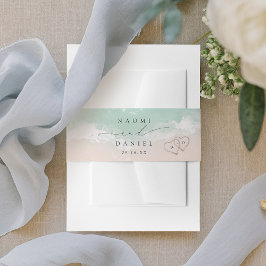 Cintas Para Invitaciones Corazones De Guión Modernos En La Boda De Playa De