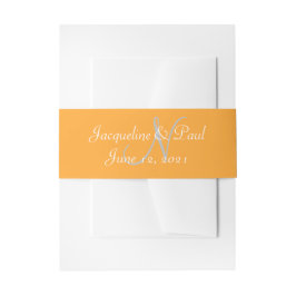 Cintas Para Invitaciones Corazones de Monograma Naranja de Atardecer