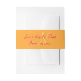 Cintas Para Invitaciones Corazones de puesta de sol Naranja Frambuesa Monog