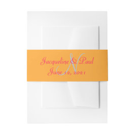 Cintas Para Invitaciones Corazones de puesta de sol Naranja Frambuesa Monog