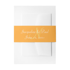 Cintas Para Invitaciones Corazones de puesta de sol naranja Monograma
