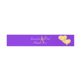 Cintas Para Invitaciones Corazones de puesta de sol Violeta Monograma de pu