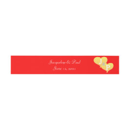 Cintas Para Invitaciones Corazones rojos de puesta de sol Monograma Banda d