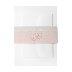 Cintas Para Invitaciones Corazones rosas en la boda de la playa de destino 