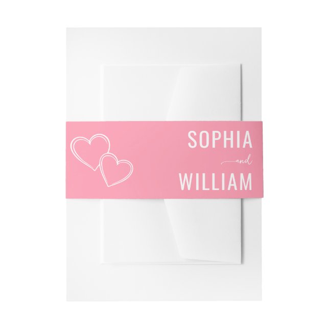 Cintas Para Invitaciones Corazones Rosas Románticos (Anverso Ejemplo)