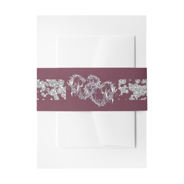 Cintas Para Invitaciones Corazones y Purpurinas - Lavanda (Anverso Ejemplo)