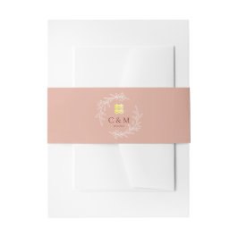 Cintas Para Invitaciones Corona de hojas de rosa polvorienta boho para boda