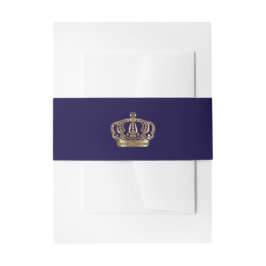 Cintas Para Invitaciones Corona de Oro Azul Elegante
