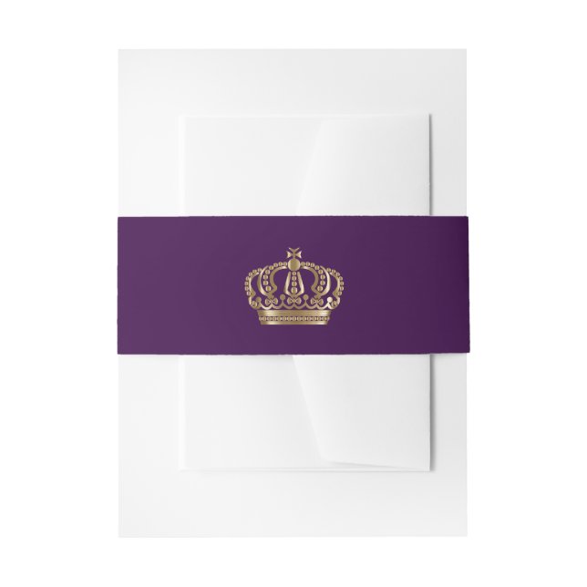 Cintas Para Invitaciones Corona de Oro Púrpura Real (Anverso Ejemplo)