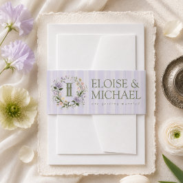 Cintas Para Invitaciones Corona floral de raya de lavanda para boda