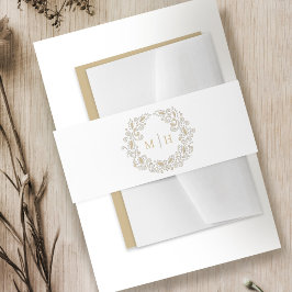 Cintas Para Invitaciones Cosecha de boda monograma marrón dorado