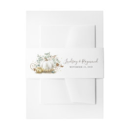 Cintas Para Invitaciones Cosecha de Oro y Calabaza Blanca Caída