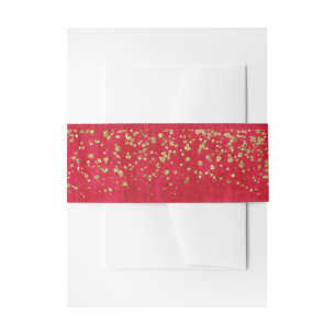 Cintas Para Invitaciones Cosmo Glitz rojo y dorado