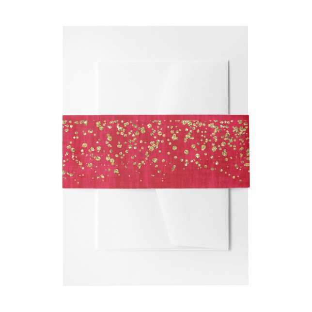 Cintas Para Invitaciones Cosmo Glitz rojo y dorado (Anverso Ejemplo)
