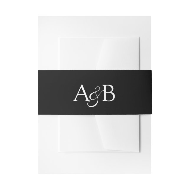 Cintas Para Invitaciones Couple's Ampersand Monogram Black White Initials (Anverso Ejemplo)