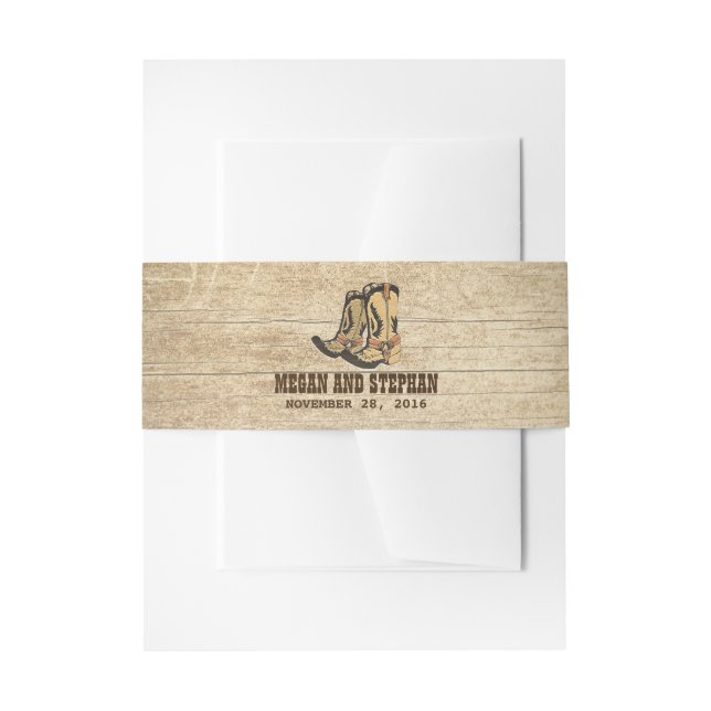 Cintas Para Invitaciones Cowboy del país bota a Boda ruso (Anverso Ejemplo)