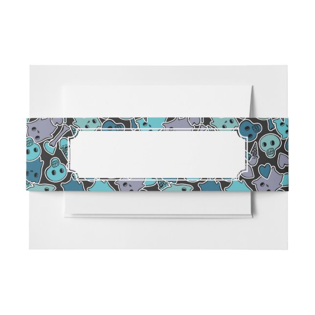 Cintas Para Invitaciones Cráneos, y corazones en el fondo negro 2 (Anverso Ejemplo)