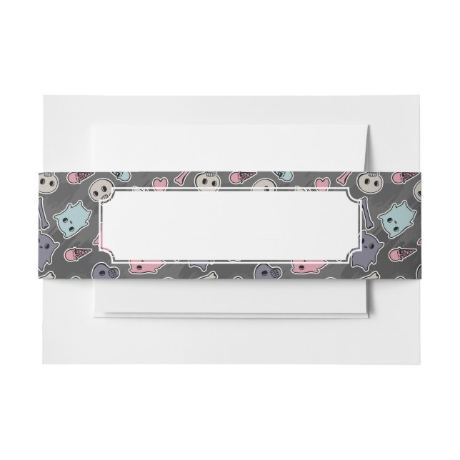 Cintas Para Invitaciones Cráneos, y corazones en fondo negro (Anverso Ejemplo)